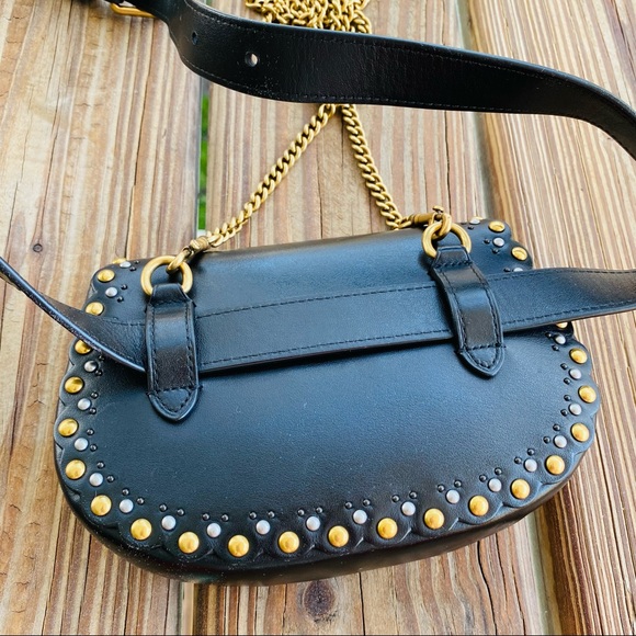 Coach Black Scallop Rivets Saddle Belt Bag EUC - Picture 9 of 16